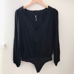 NWOT Free People Lace V-neck Bodysuit.